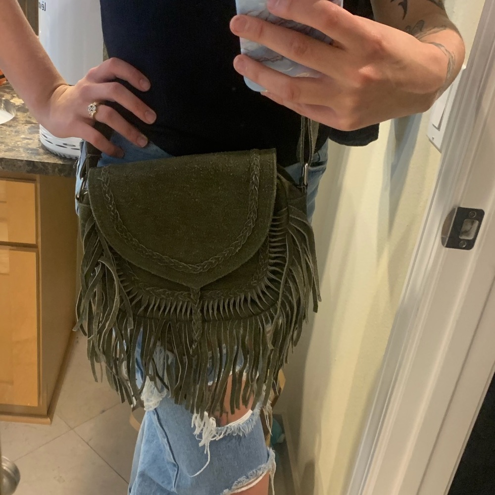 Real leather crossbody purse